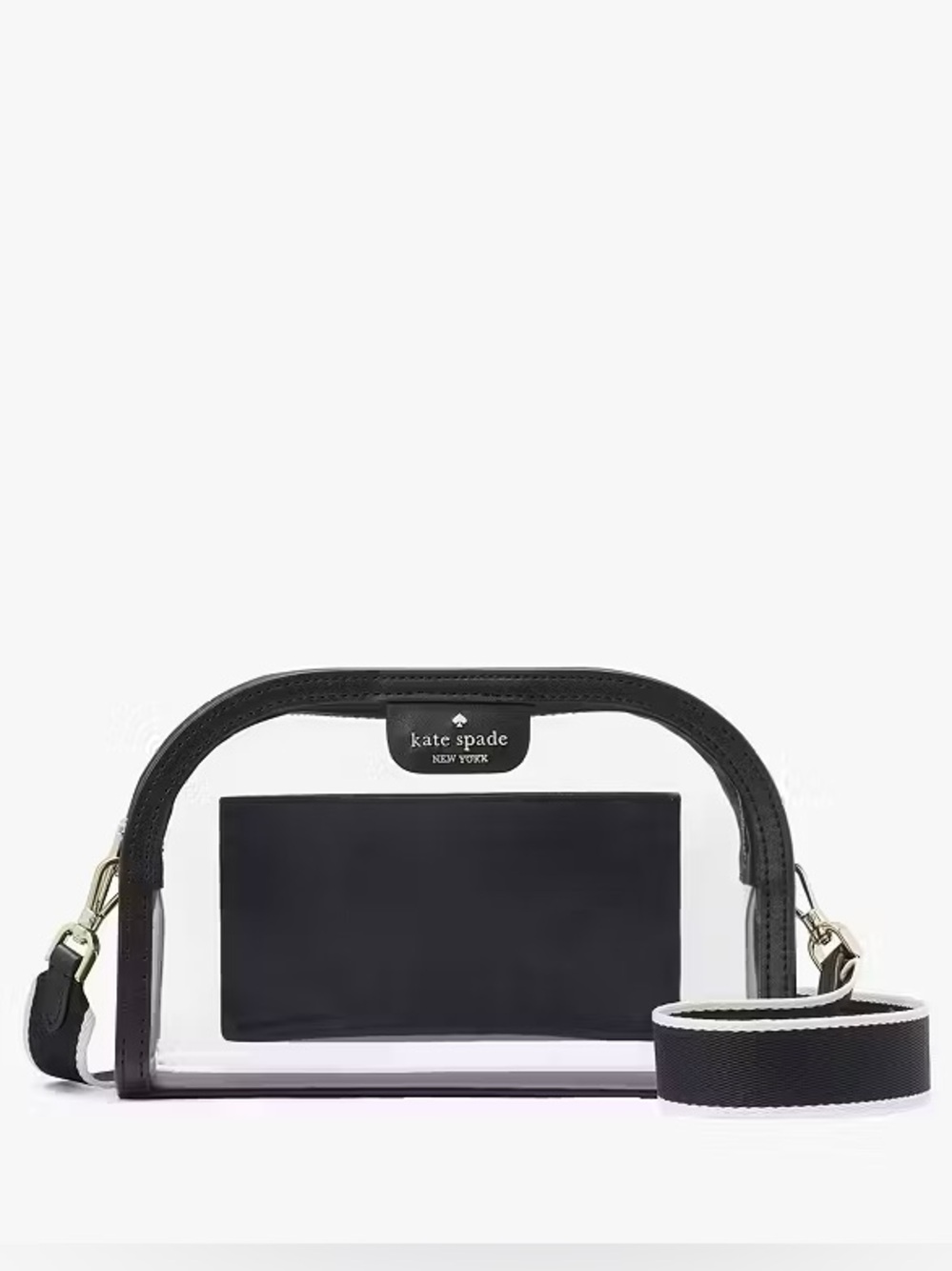 ♠️Kate Spade Clare Clear See Through Small Dome Crossbody Stadium Bag, Black NWT
